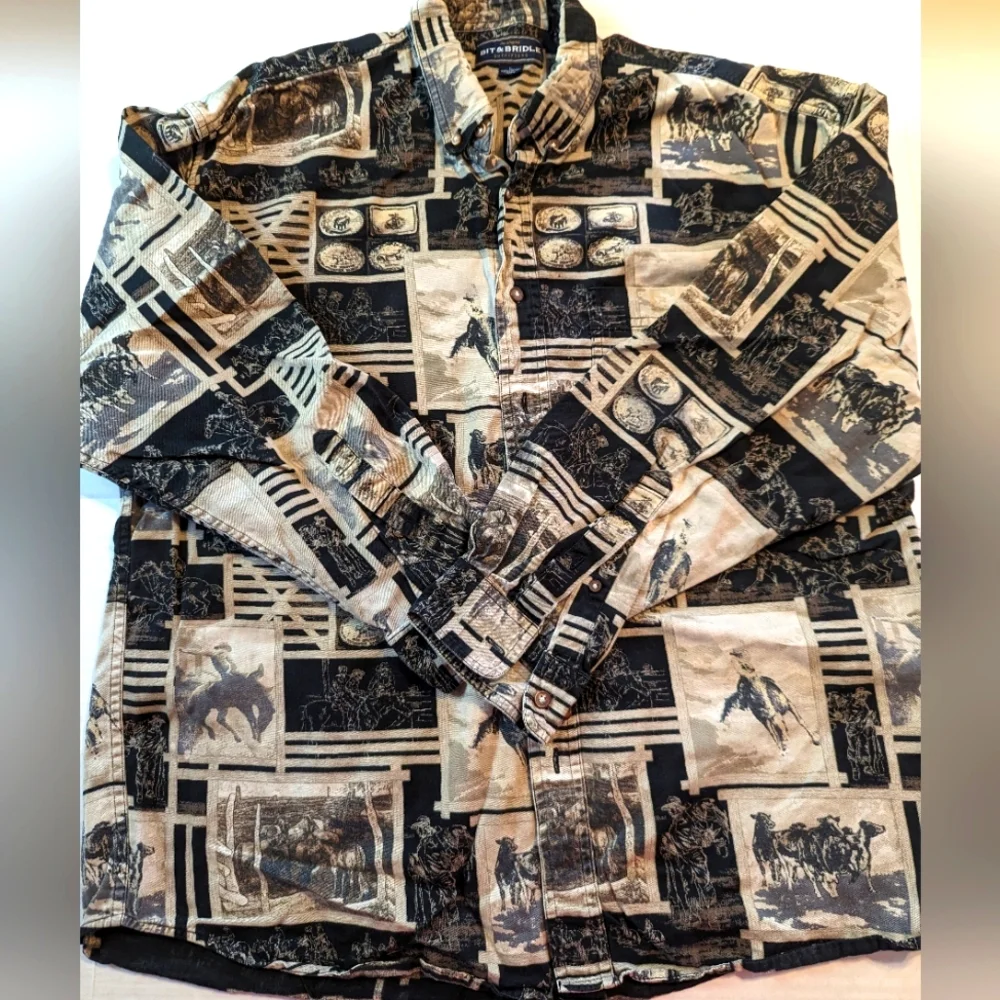 Men's Bit & Bridle Outfitters Long Sleeve Button Up Shirt Size Large